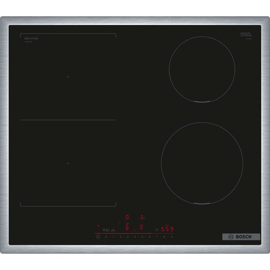Bosch PVS645HB1E Serie 4 Piano Cottura a Induzione 60 cm con Cornice Inox CombiZone TouchSelect 6900W
