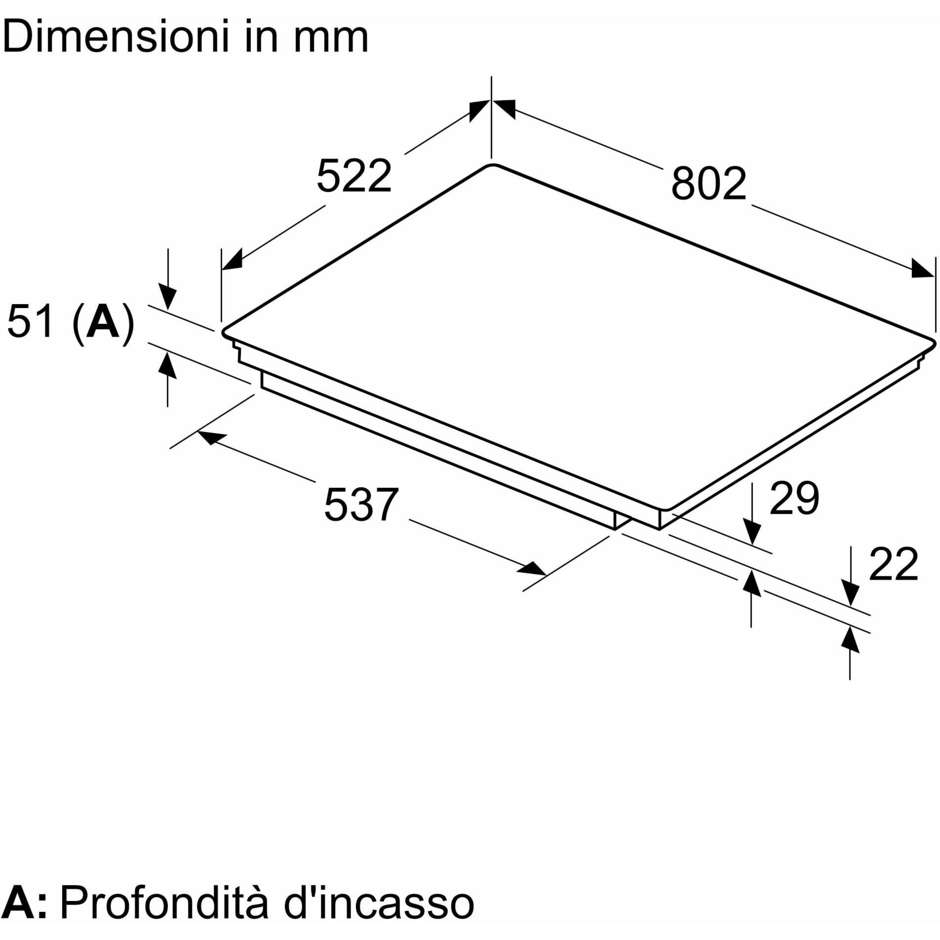 BOSCH PVS83KHC1Z Piano Cottura a Induzione 80 cm 4 Zone Touch Control Nero
