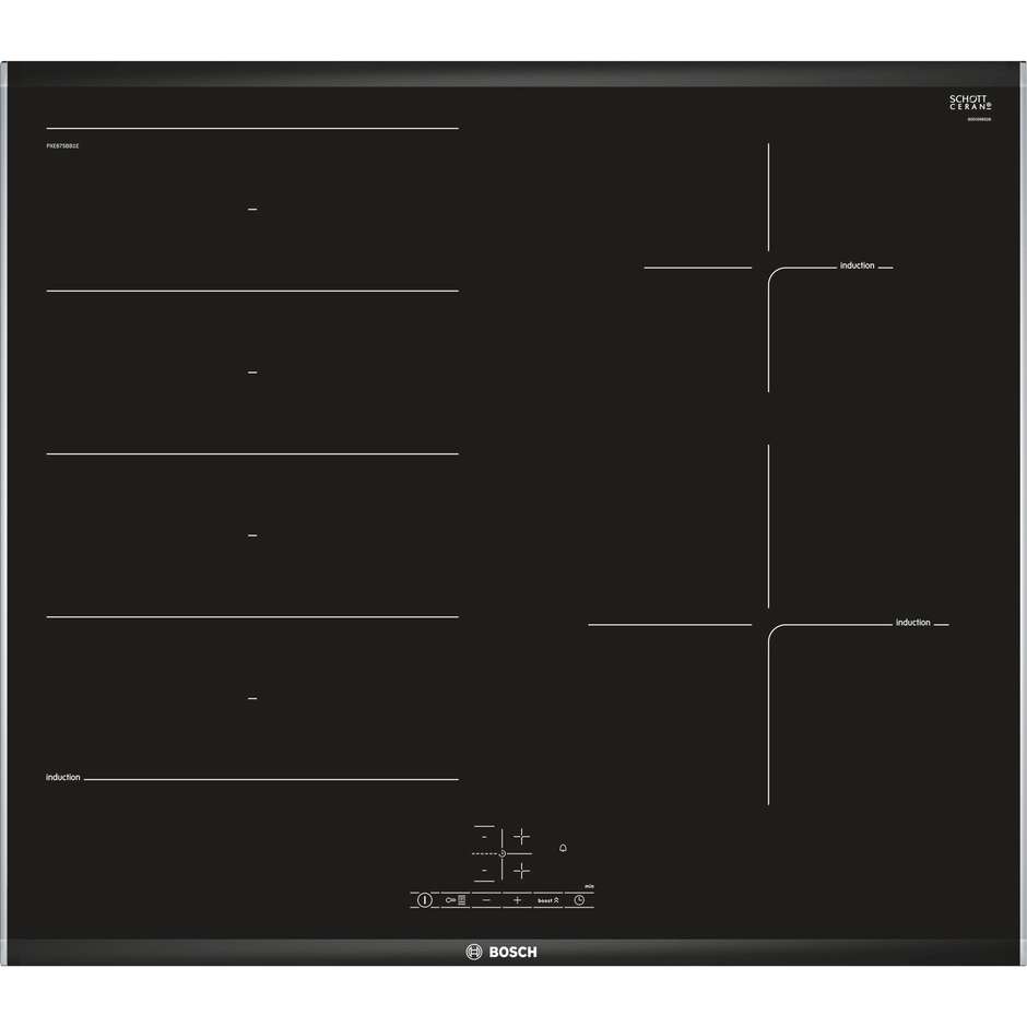 Bosch PXE675BB1E piano cottura a induzione 60 cm 4 zone vetroceramica colore nero