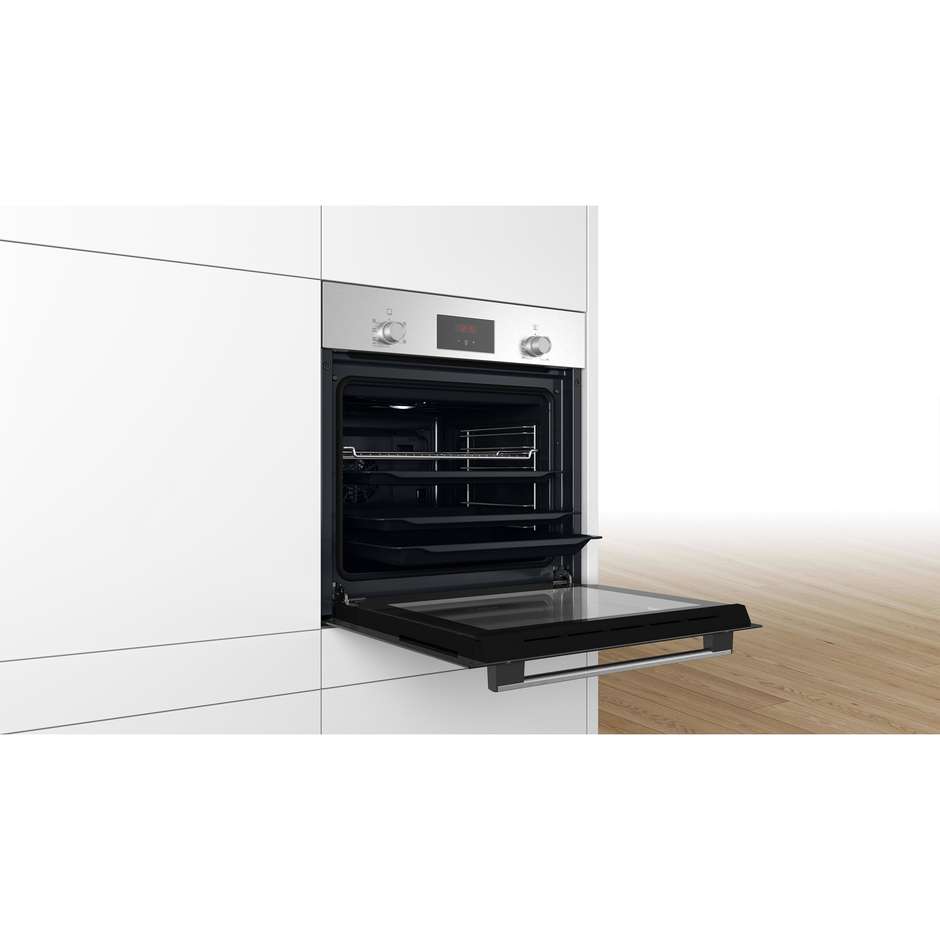 Bosch Serie 2 HBF113BR1S Forno Elettrico da Incasso 66 Litri Aria Calda 3D Display LED Classe A Inox