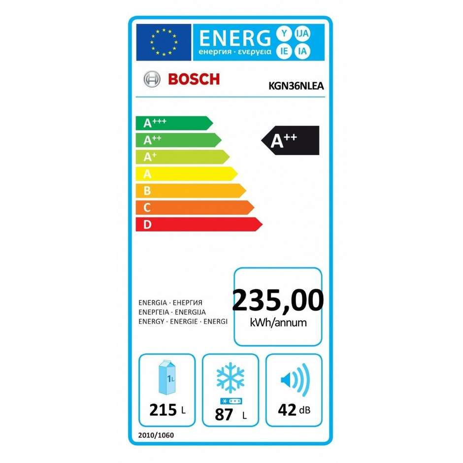 Bosch Serie 2 KGN36NLEA Frigorifero Combinato MultiBox MultiAirflow NoFrost 329 L Classe E Inox