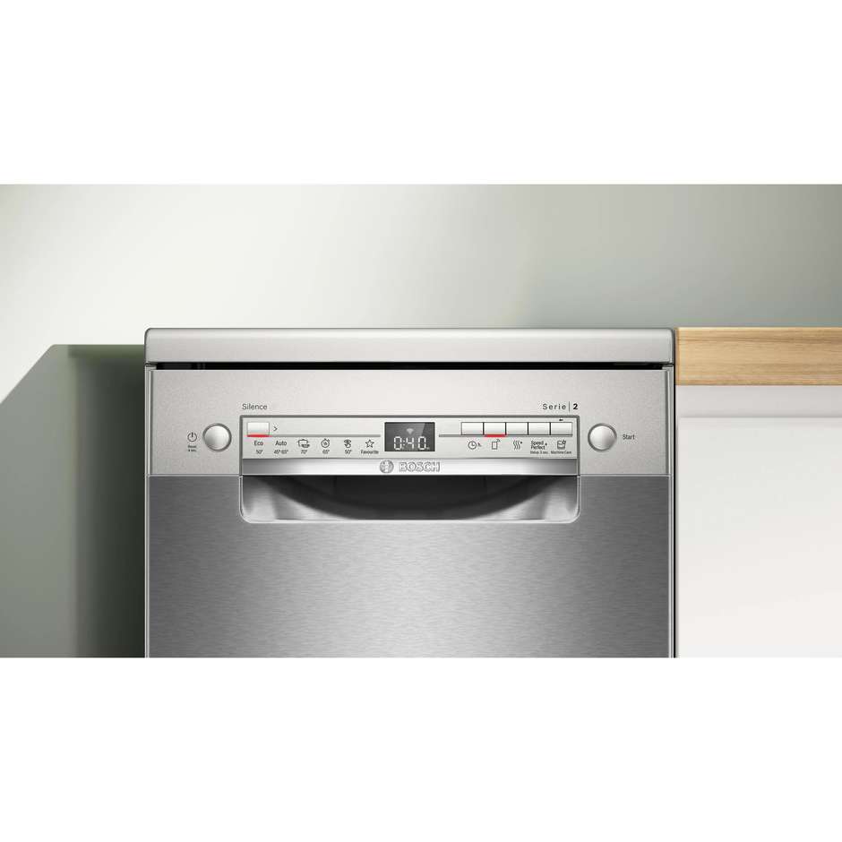 Bosch Serie 2 SPS2HKI55E Lavastoviglie Slim 45 cm 10 Coperti Home Connect Inox
