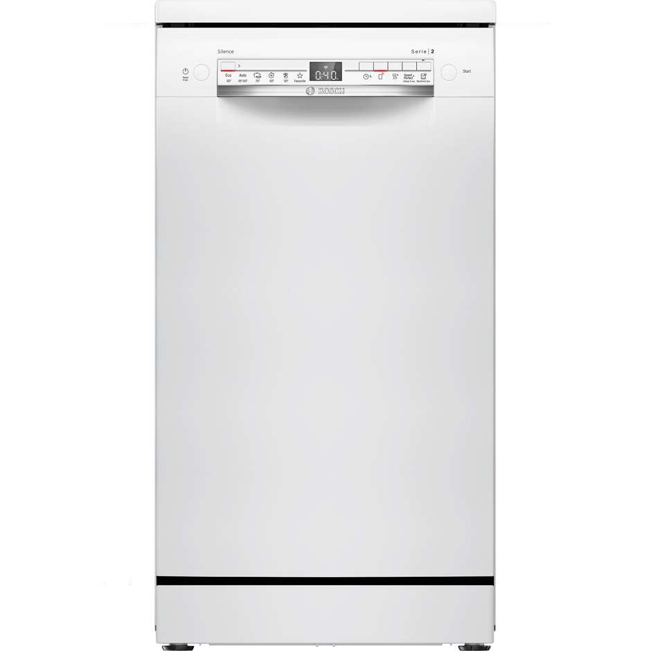 Bosch Serie 2 SPS2HKW58E Lavastoviglie Slim 45 cm Libera Installazione 10 Coperti 46 dB Motore EcoSilence Drive DuoPower Home Connect Classe E Bianco