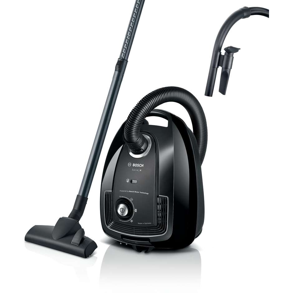 Bosch Serie 4 BGB38BA1 Aspirapolvere a traino Capacita sacchetto 4 Lt Potenza 600 W Sacchetto per la polvere Colore Nero