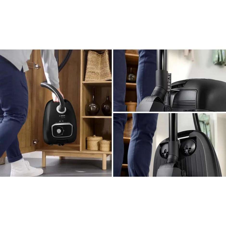 Bosch Serie 4 BGB41BA1 Aspirapolvere a Traino con Sacco 600W Sacco 4L Silenzioso 75dB Nero