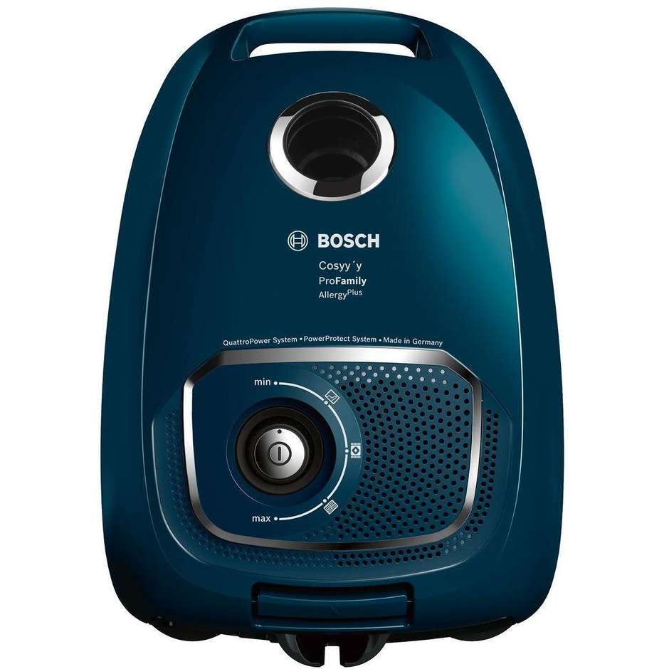 Bosch Serie 4 BGLS4FAM Aspirapolvere a Traino con Sacco 700 W Filtro Igienico Blu
