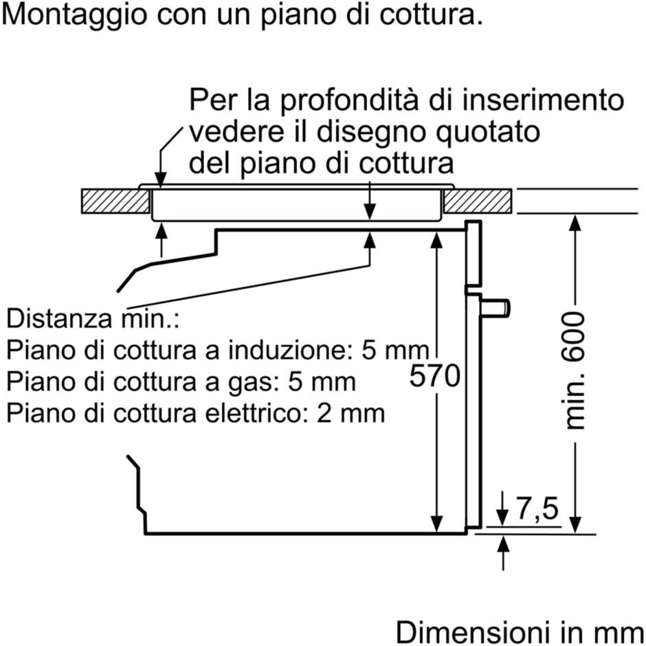 Bosch Serie 4 HQA334EB3 Forno con vapore da incasso 60 x 60 cm Capacita 71 Lt Potenza 3400 W Classe A+ Colore Nero