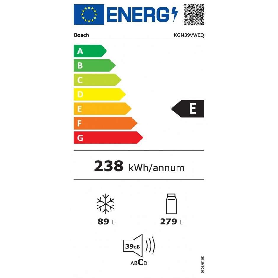 Bosch Serie 4 KGN39VWEQ Frigorifero Combinato No Frost 368 L Classe E Bianco