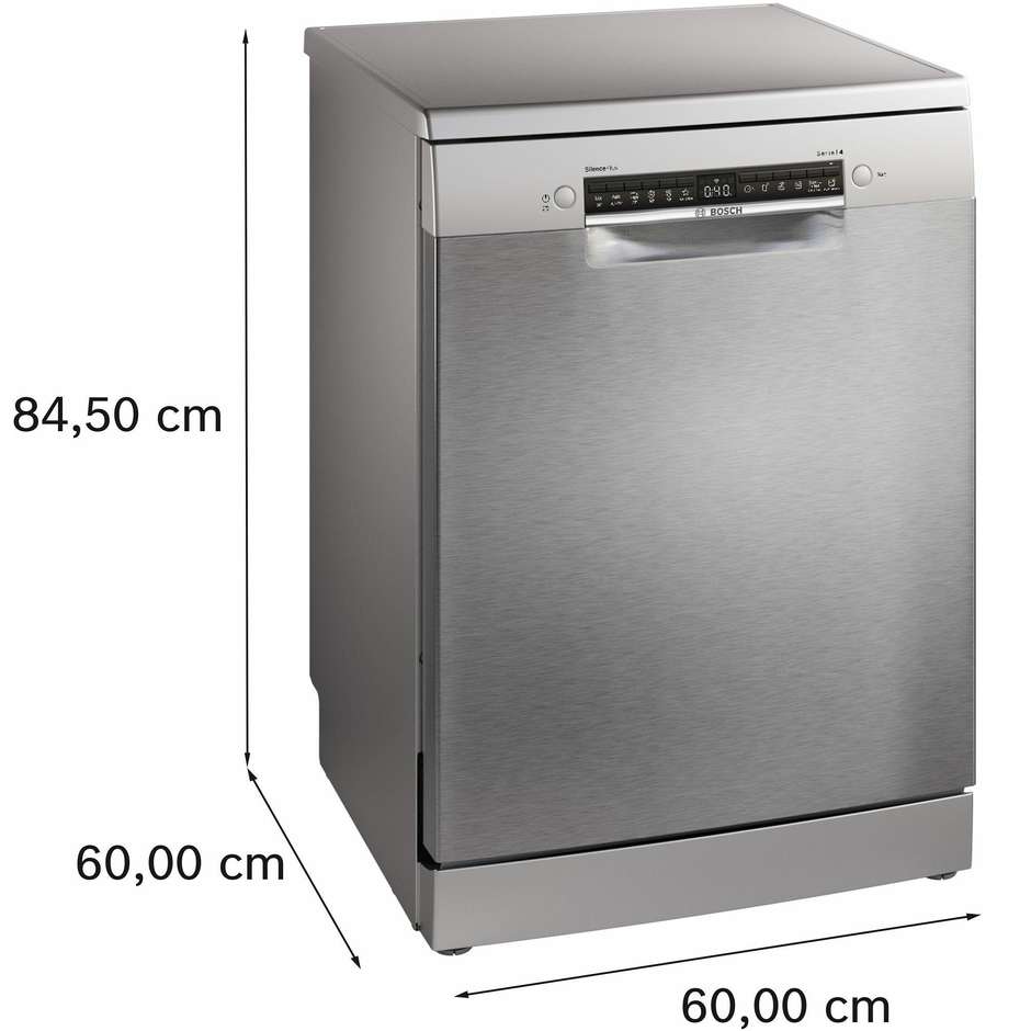 Bosch Serie 4 SMS4EMI01E Lavastoviglie 60 cm Libera Installazione 14 Coperti 42 dB Motore EcoSilence Drive EfficientDry Home Connect Classe C Inox