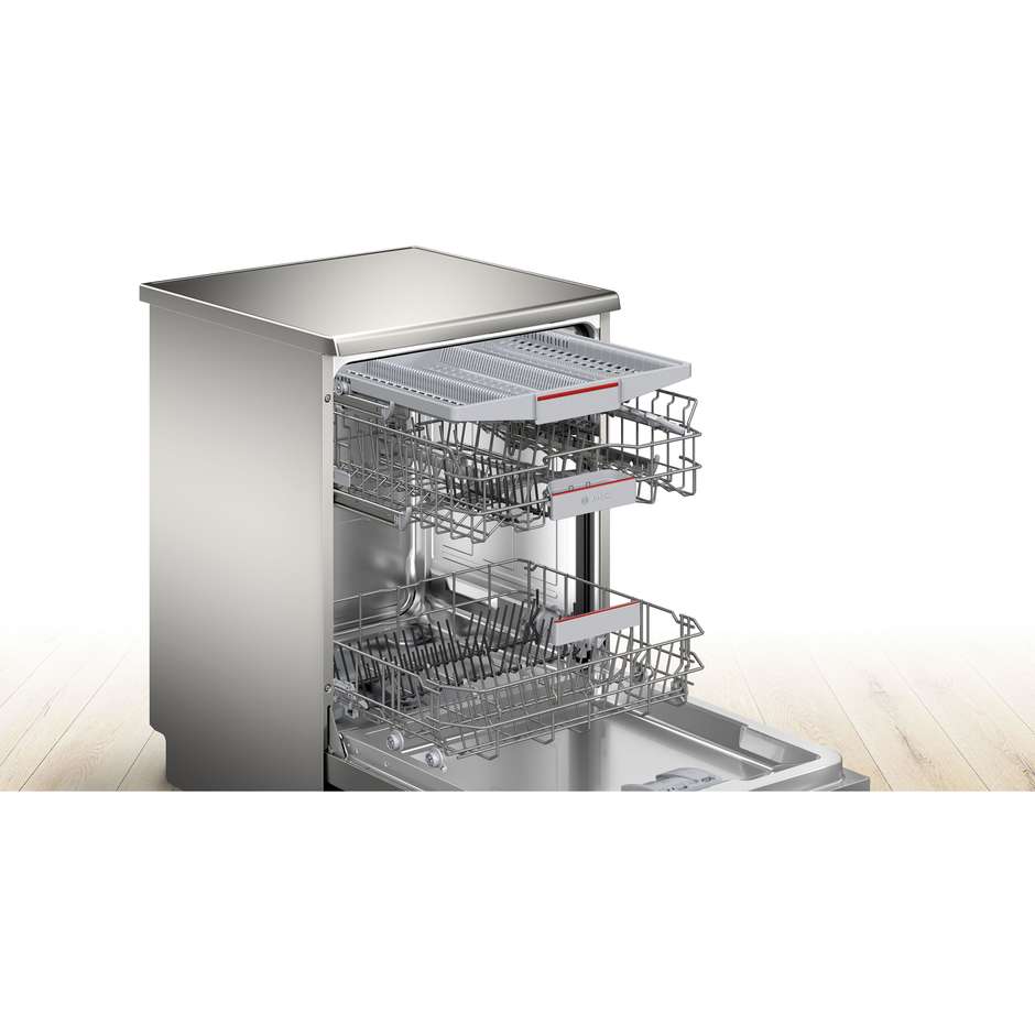 Bosch Serie 4 SMS4EMI06E Lavastoviglie 60 cm Libera Installazione 14 Coperti 42 dB Motore EcoSilence Drive EfficientDry Home Connect Classe B Inox