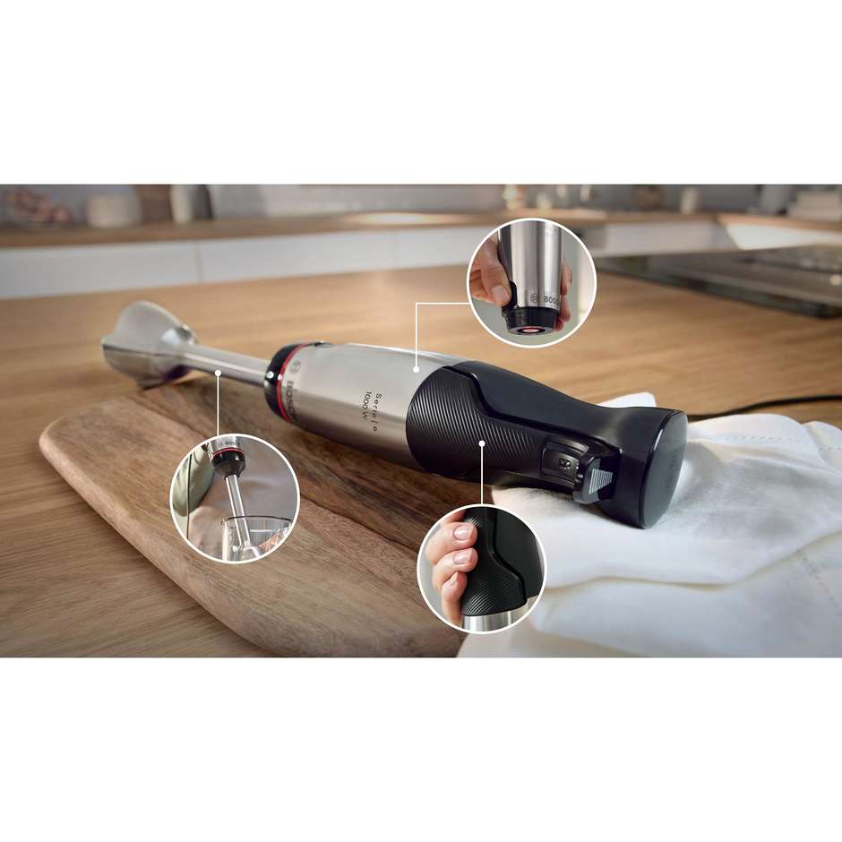 Bosch Serie 6 ErgoMaster MSM6M610 Frullatore ad Immersione 1000W Frizione Ceramica QuattroBlade Pro
