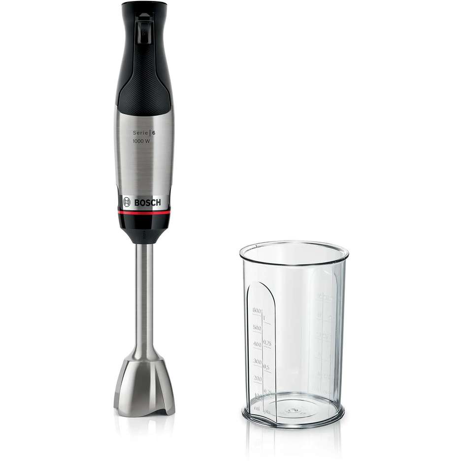 Bosch Serie 6 MSM6M610 Frullatore a immersione Ergo Master Potenza 1000 W Colore Nero, Acciaio inox