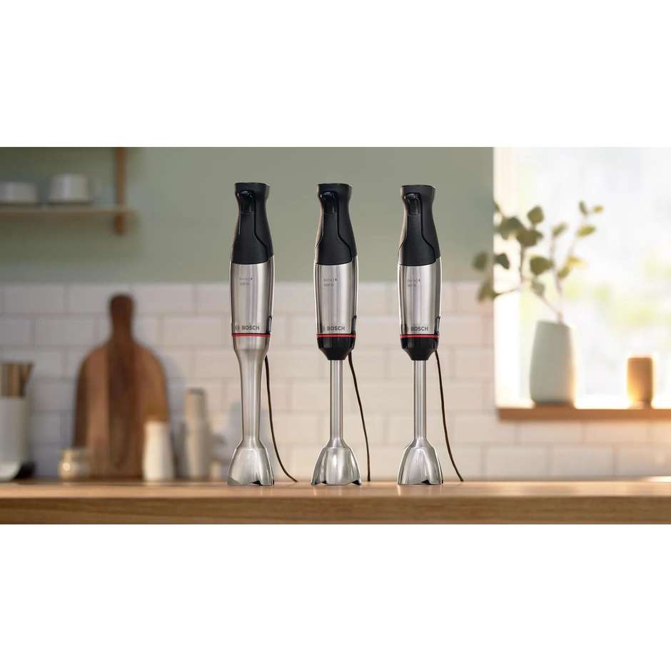 Bosch Serie 6 MSM6M610 Frullatore a immersione Ergo Master Potenza 1000 W Colore Nero, Acciaio inox