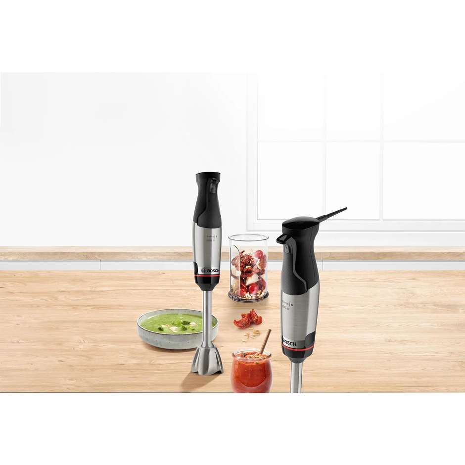 Bosch Serie 6 MSM6M610 Frullatore a immersione Ergo Master Potenza 1000 W Colore Nero, Acciaio inox