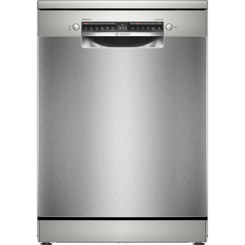 Bosch Serie 6 SMS6ZCI10E Lavastoviglie 60 cm Libera Installazione 14 Coperti 40 dB PerfectDry Zeolith Motore EcoSilence Drive Home Connect Classe B Inox