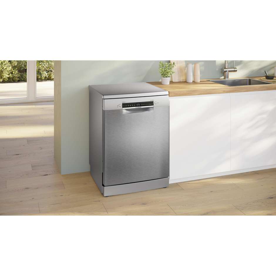Bosch Serie 6 SMS6ZCI10E Lavastoviglie 60 cm Libera Installazione 14 Coperti 40 dB PerfectDry Zeolith Motore EcoSilence Drive Home Connect Classe B Inox