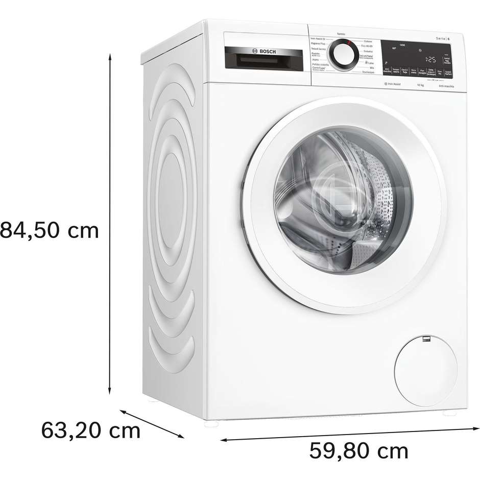 Bosch Serie 6 WGG254Z6II Lavatrice Caricamento frontale Capacita 10 kg 1400 Giri/min Classe A Bianco