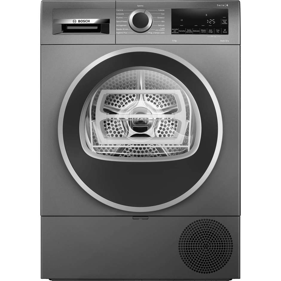 Bosch Serie 6 WQG243DRII Asciugatrice a Pompa di Calore 9 kg AutoDry Iron Assist Mezzo Carico Bianco