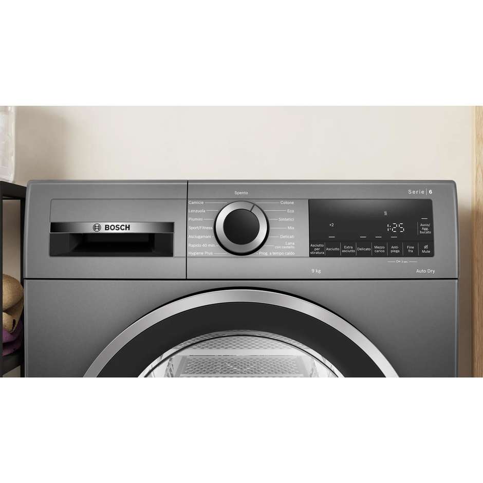 Bosch Serie 6 WQG243DRII Asciugatrice a Pompa di Calore 9 kg AutoDry Iron Assist Mezzo Carico Bianco