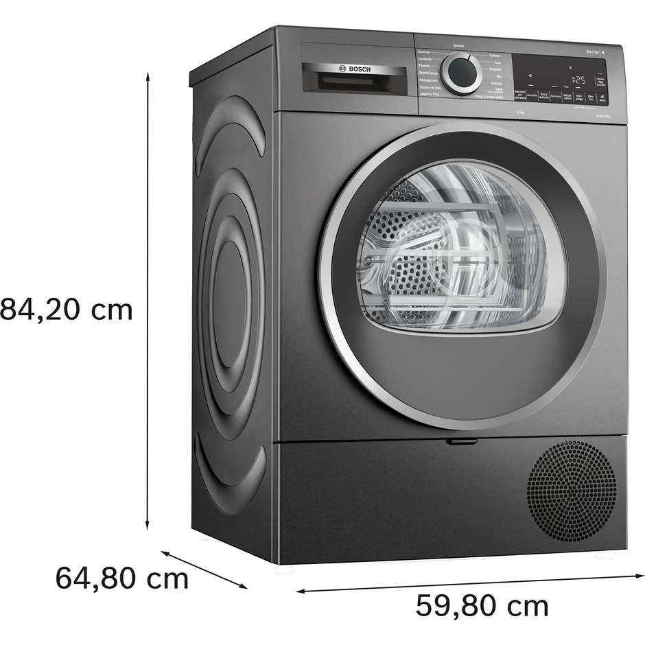 Bosch Serie 6 WQG243DRII Asciugatrice a pompa di calore Capacità 9 Kg Classe C Colore Bianco