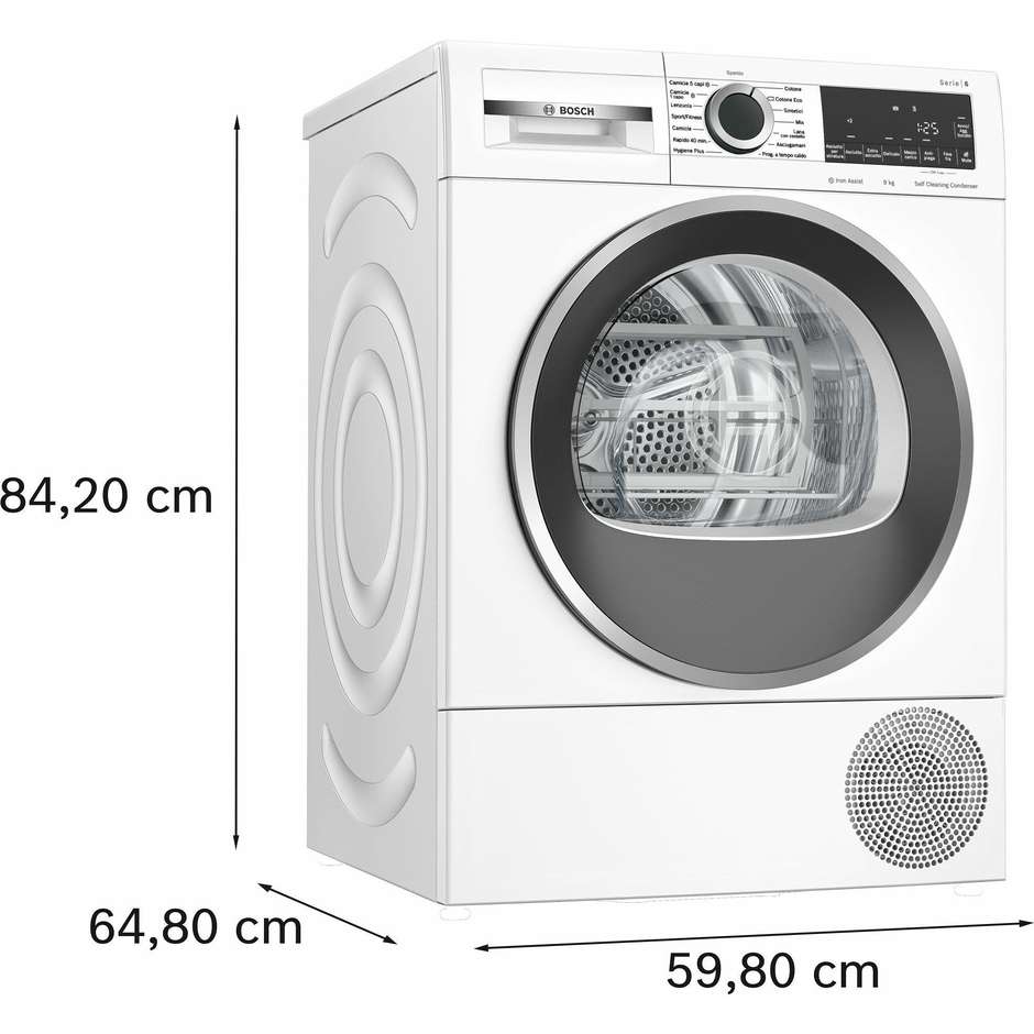 Bosch Serie 6 WQG245C0IT Asciugatrice a pompa di calore Capacita 9 kg Classe A+++ Colore Bianco