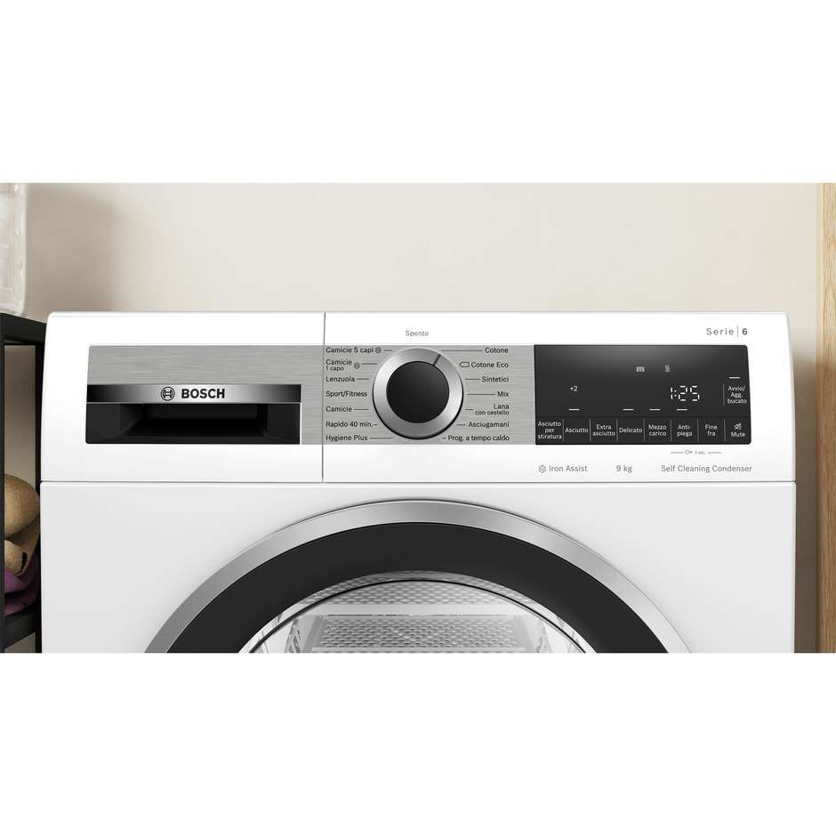 Bosch Serie 6 WQG245C0IT Asciugatrice a pompa di calore Capacità 9 kg Classe A+++ Colore Bianco