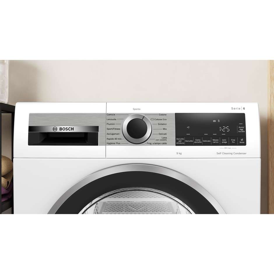 Bosch Serie 6 WQG245D0IT Asciugatrice Pompa di Calore 9 kg AutoDry Iron Assist Classe A+++ Bianco