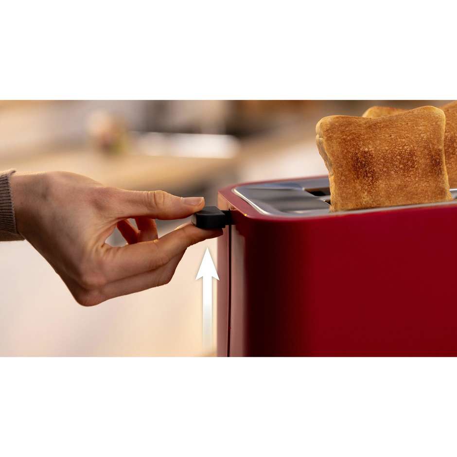 Bosch TAT3M124 MyMoment Tostapane Compatto 2 Fette 950 W con Scaldapanini Integrato Rosso