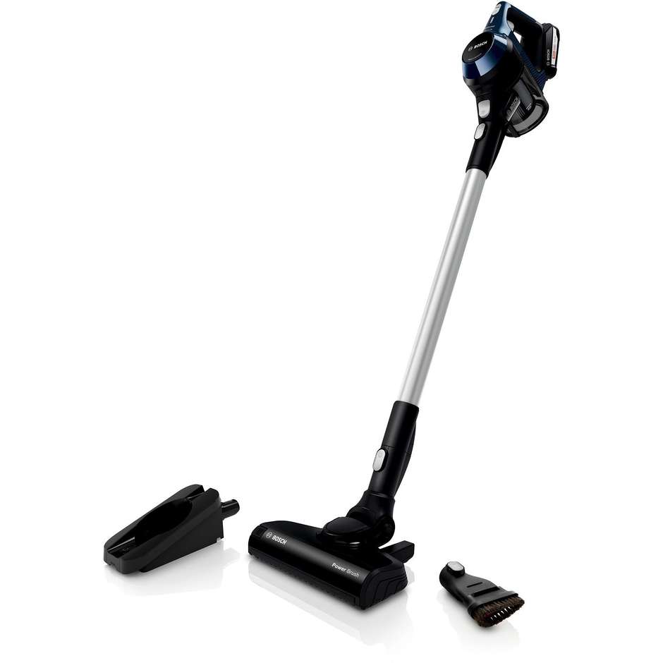 Bosch Unlimited Serie 6 BBS611PCK Scopa Elettrica Ricaricabile Senza Filo 18V Batteria 2,5Ah Made in Germany Blu