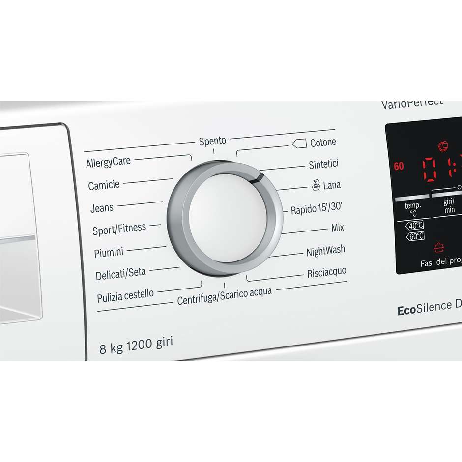 Bosch WAT24438IT lavatrice carica frontale 8 Kg 1200 giri classe A+++ colore bianco