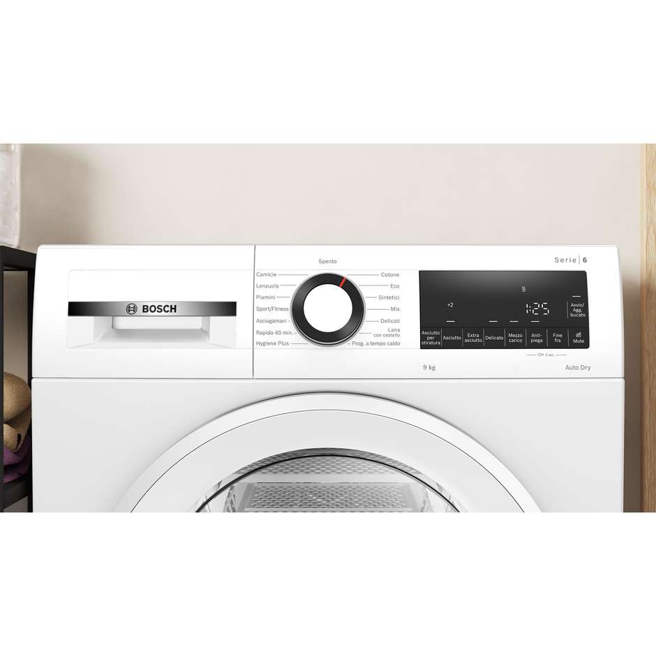 Bosch WQG243D6IT Asciugatrice a Pompa di Calore 9 kg Classe A++ Bianco