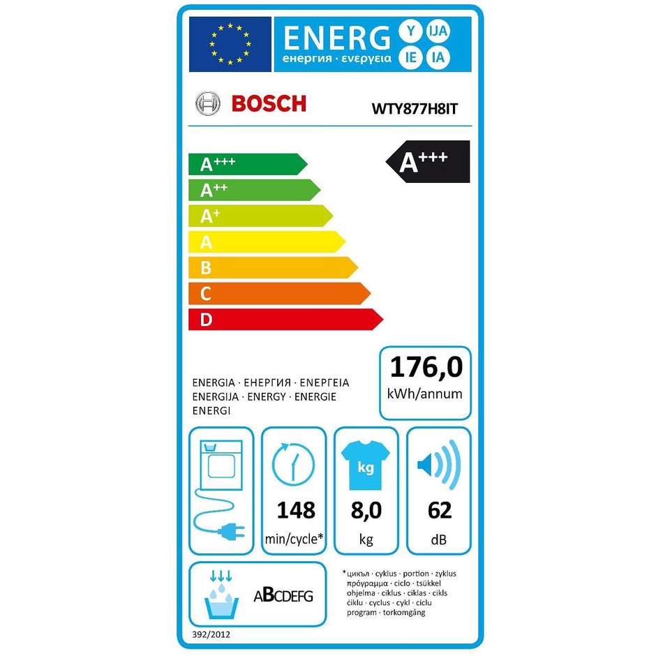 Bosch WTY877H8IT HomeProfessional asciugatrice a pompa di calore 8 Kg classe A+++ colore bianco