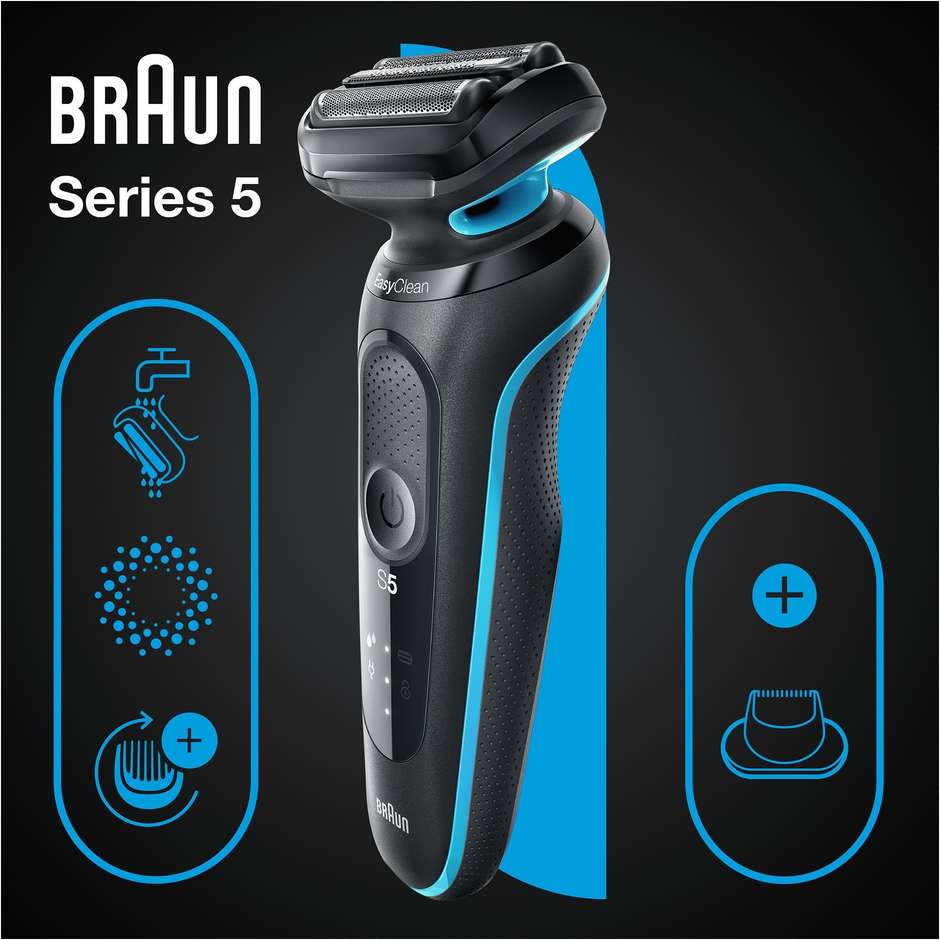 Braun 51-M1200s rasoio a lamina Wet & Dry AutoSense, EasyClean, 50 minuti