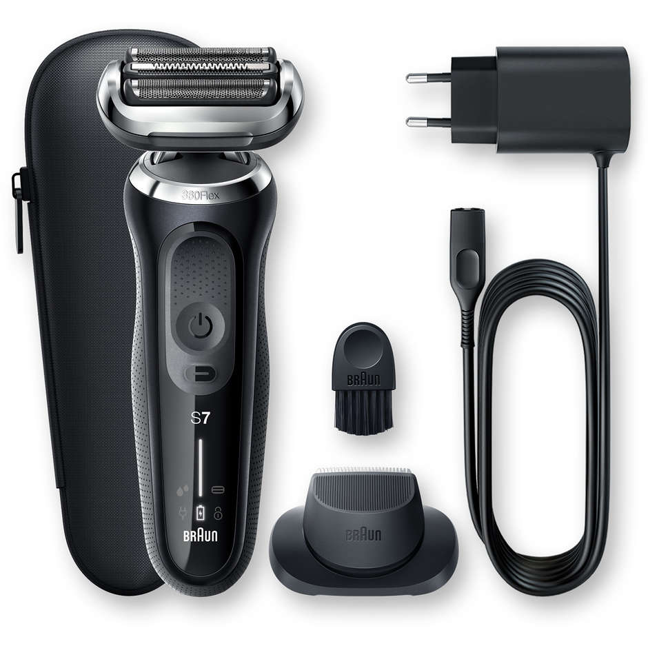Braun 70-N1200s rasoio a lamina Wet & Dry 360° Flex nero con rifinitore