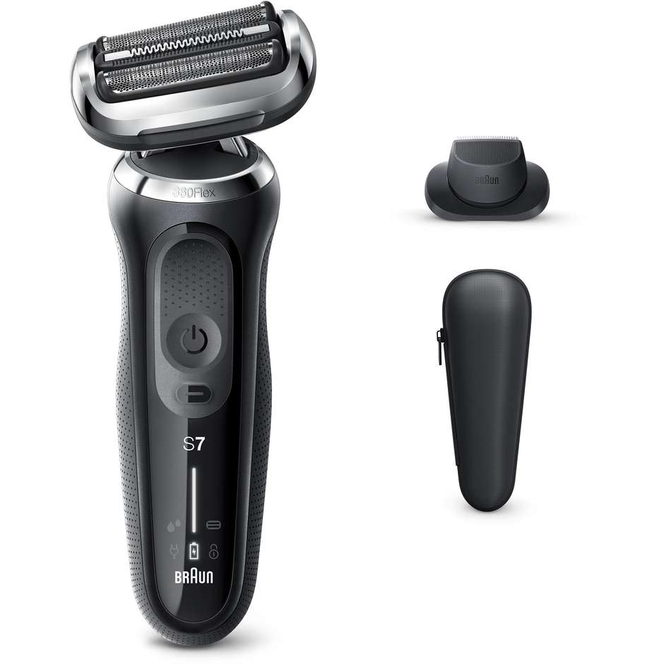 Braun 70-N1200s rasoio a lamina Wet & Dry 360° Flex nero con rifinitore