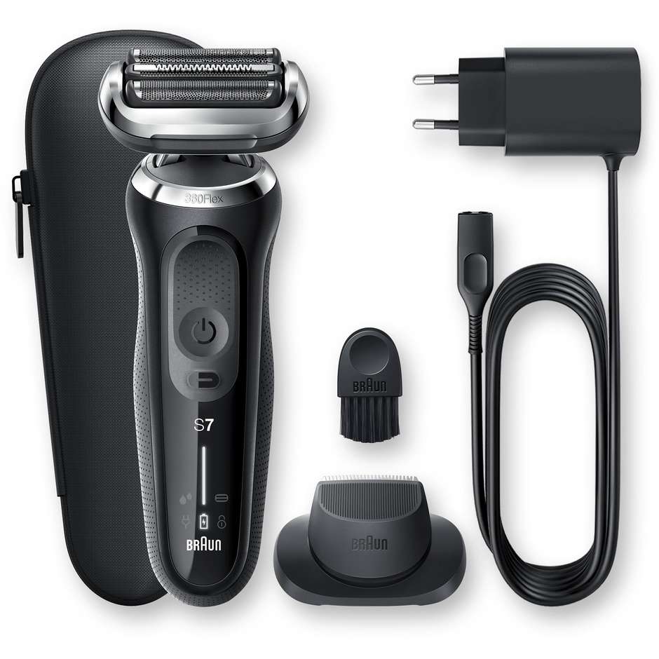 Braun 70-N1200s rasoio a lamina Wet & Dry 360° Flex nero con rifinitore
