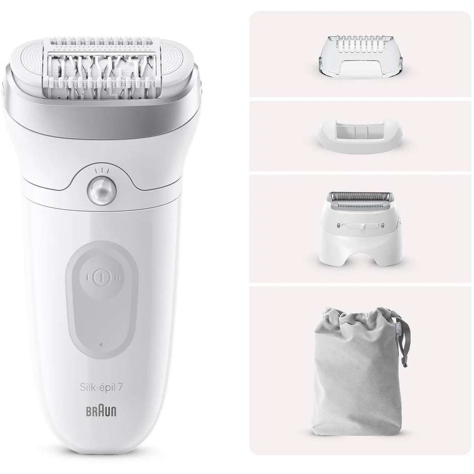 Braun 7041 SILKEPIL Rasoio Elettrico Wet/dry Colore Grigio, Bianco