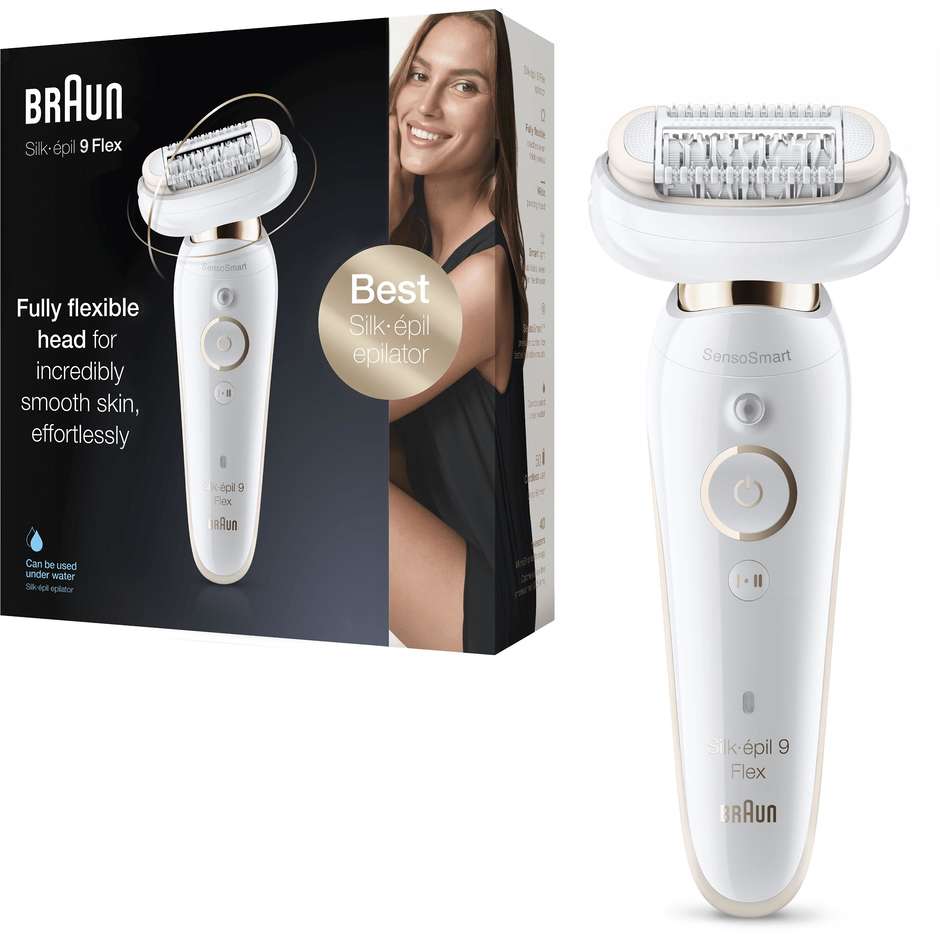 Braun 9001SILKEP Epilatore Donna Testina Flessibile Per Epilazione Semplice Colore Bianco, Oro