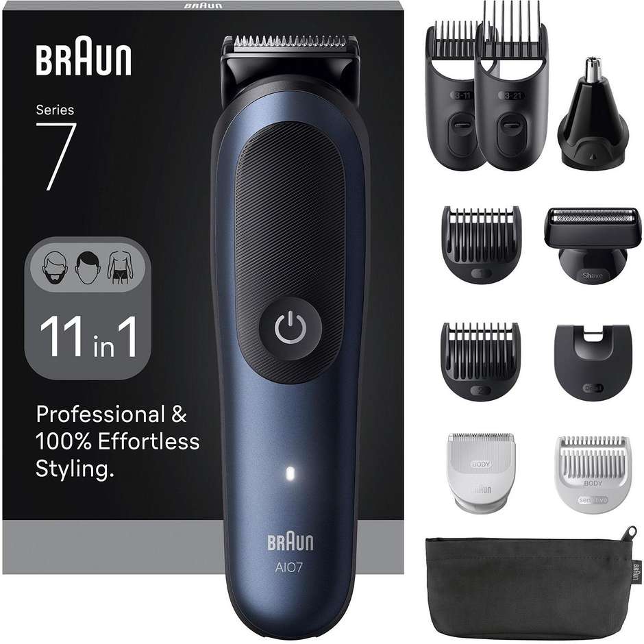 Braun All-in-One Series 7 AIO7540 Kit Rifinitore Multifunzione 12 in 1 Wet & Dry