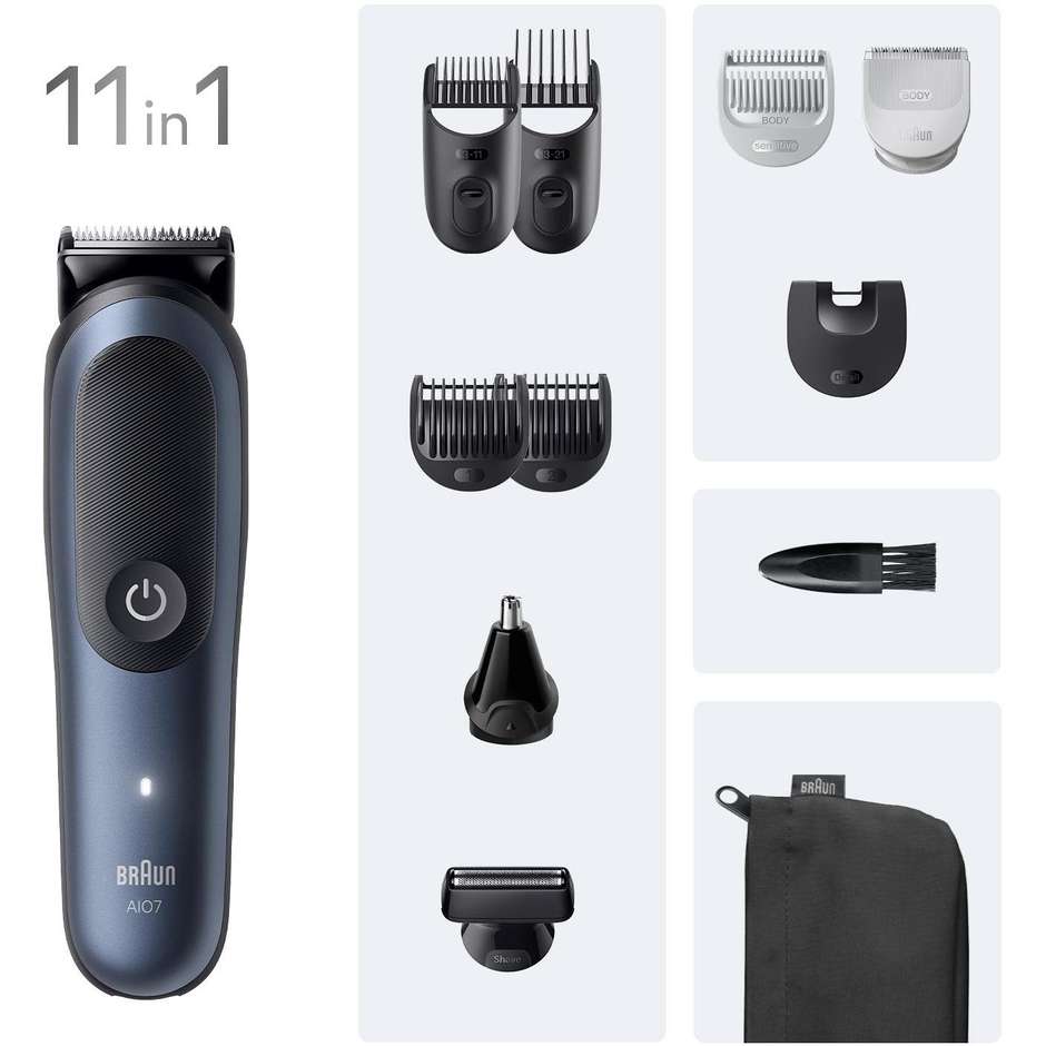Braun All-in-One Series 7 AIO7540 Kit Rifinitore Multifunzione 12 in 1 Wet & Dry