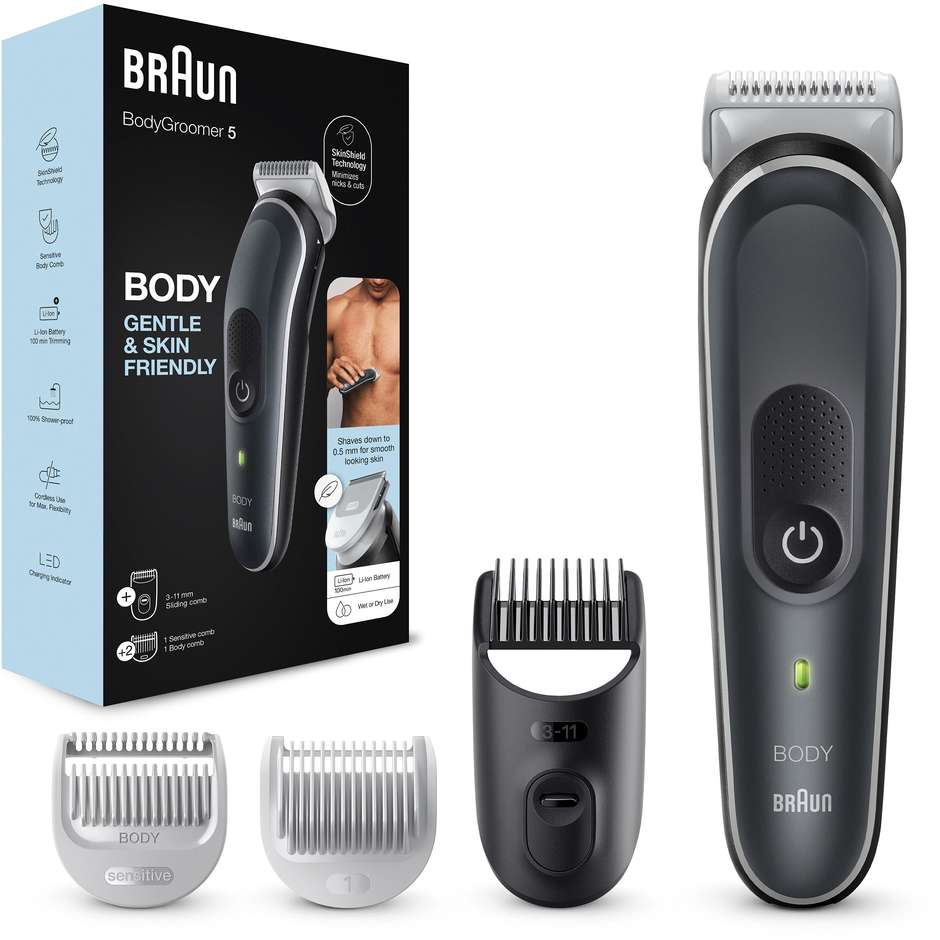 Braun BG5340 Rifinitore Corpo Ricaricabile con 3 accessori colore nero