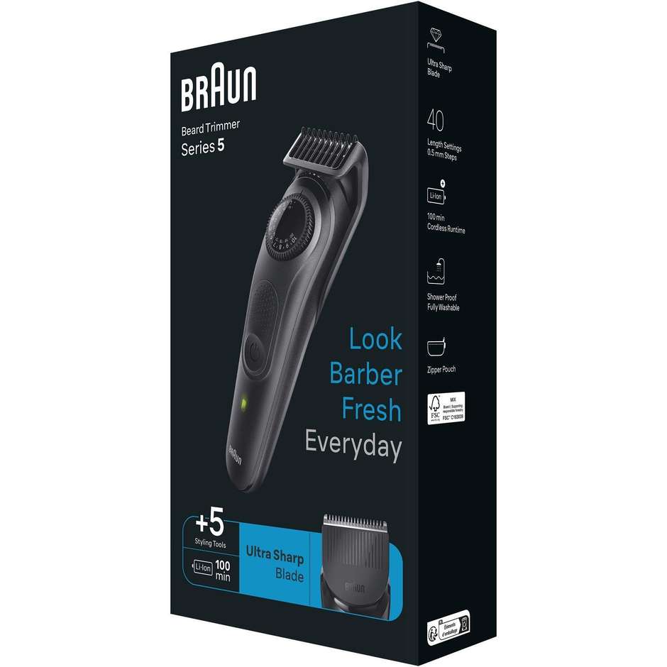 Braun BT5420 5 Beard Trimmer + Accessori Colore Nero