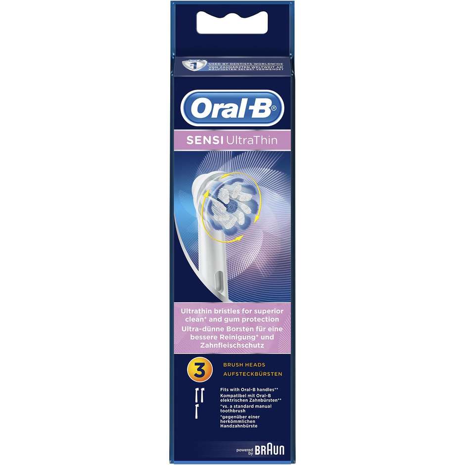 Braun EB60-3 Sensi Ultrathin Testine di ricambio per spazzolino elettrico Oral-B 3 pezzi