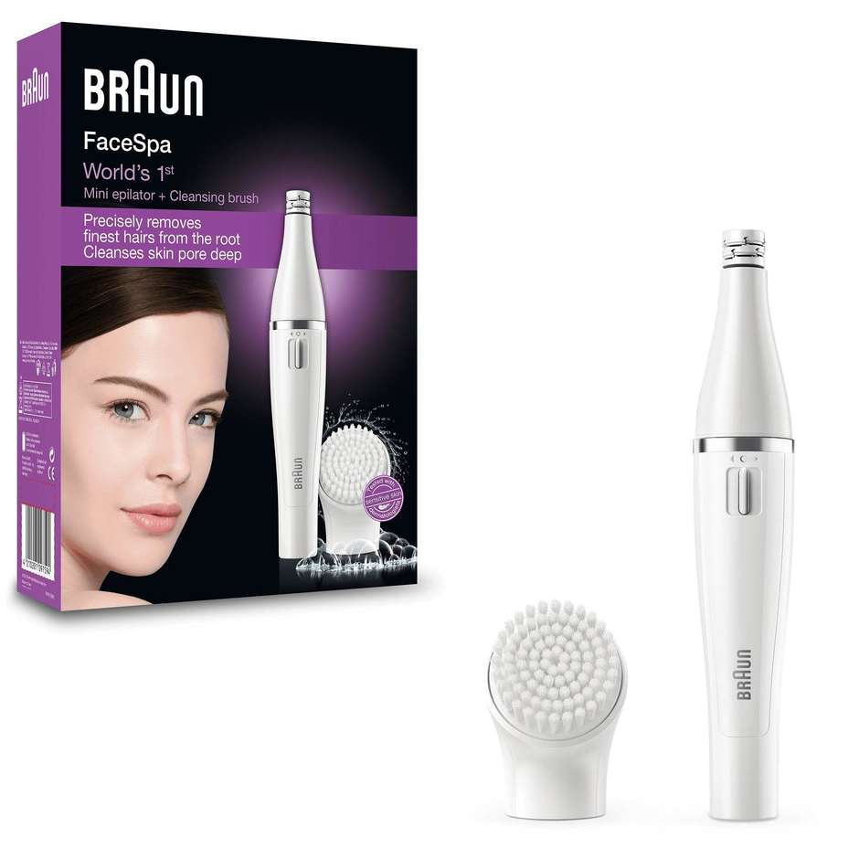 Braun FACE810 Epilatore per viso con testina massaggiante ricaricabile Colore Bianco