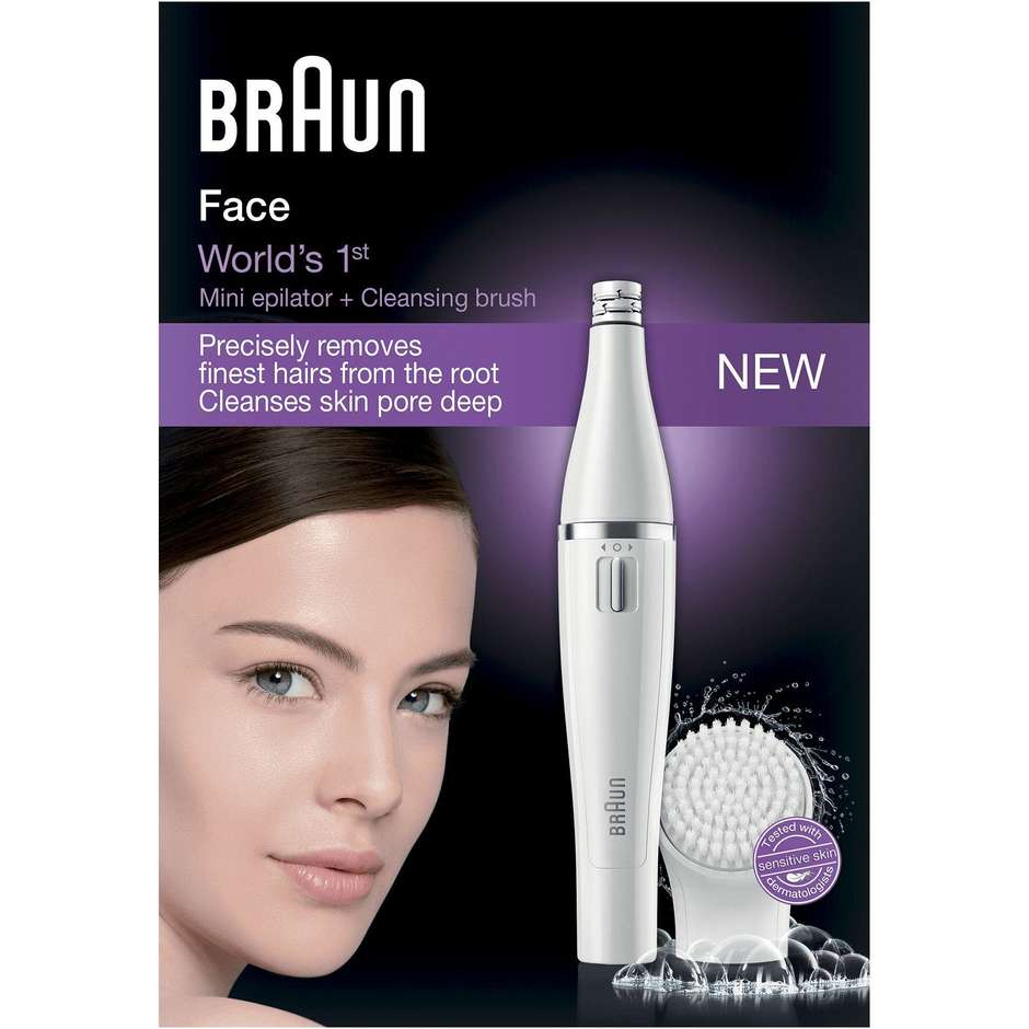 Braun FACE810 Epilatore per viso con testina massaggiante ricaricabile Colore Bianco