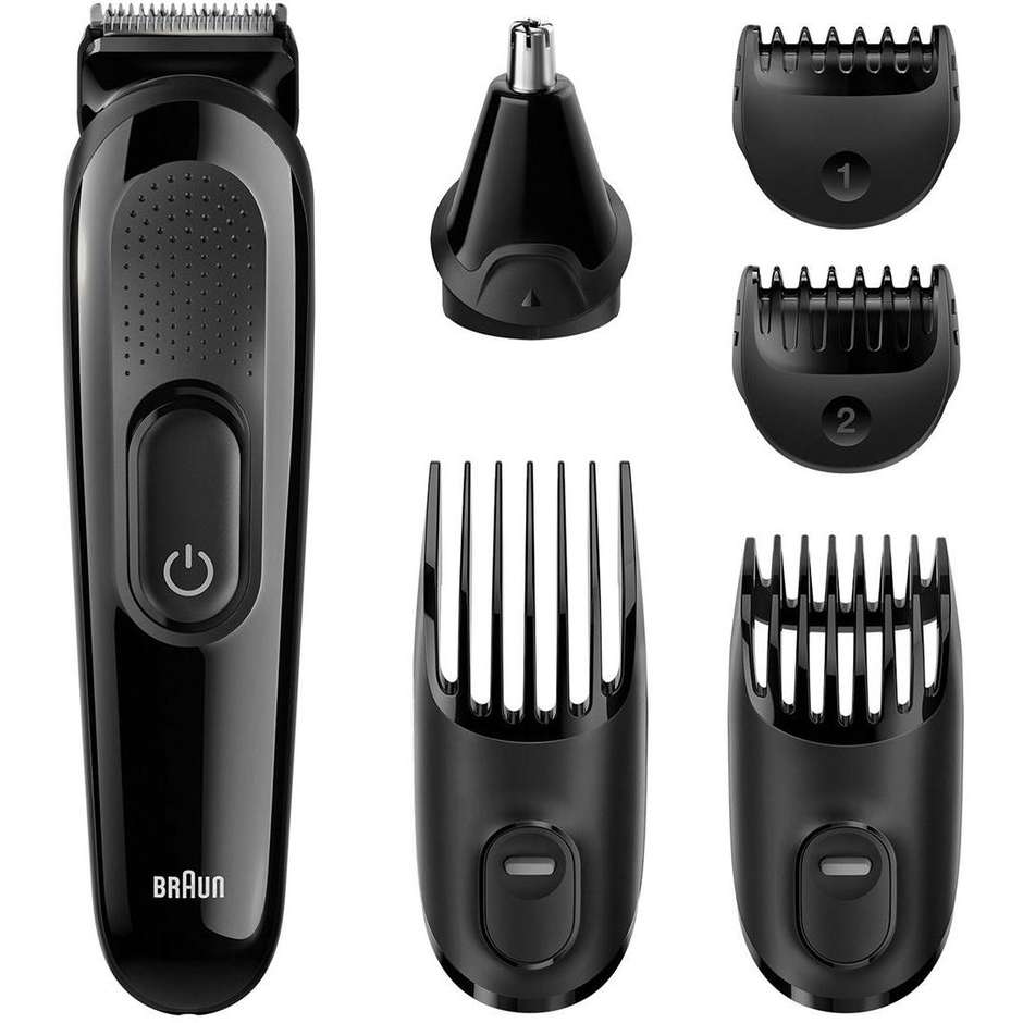 Braun MGK3020 Multigroomer rifinitore per il viso e la testa con 6 accessori