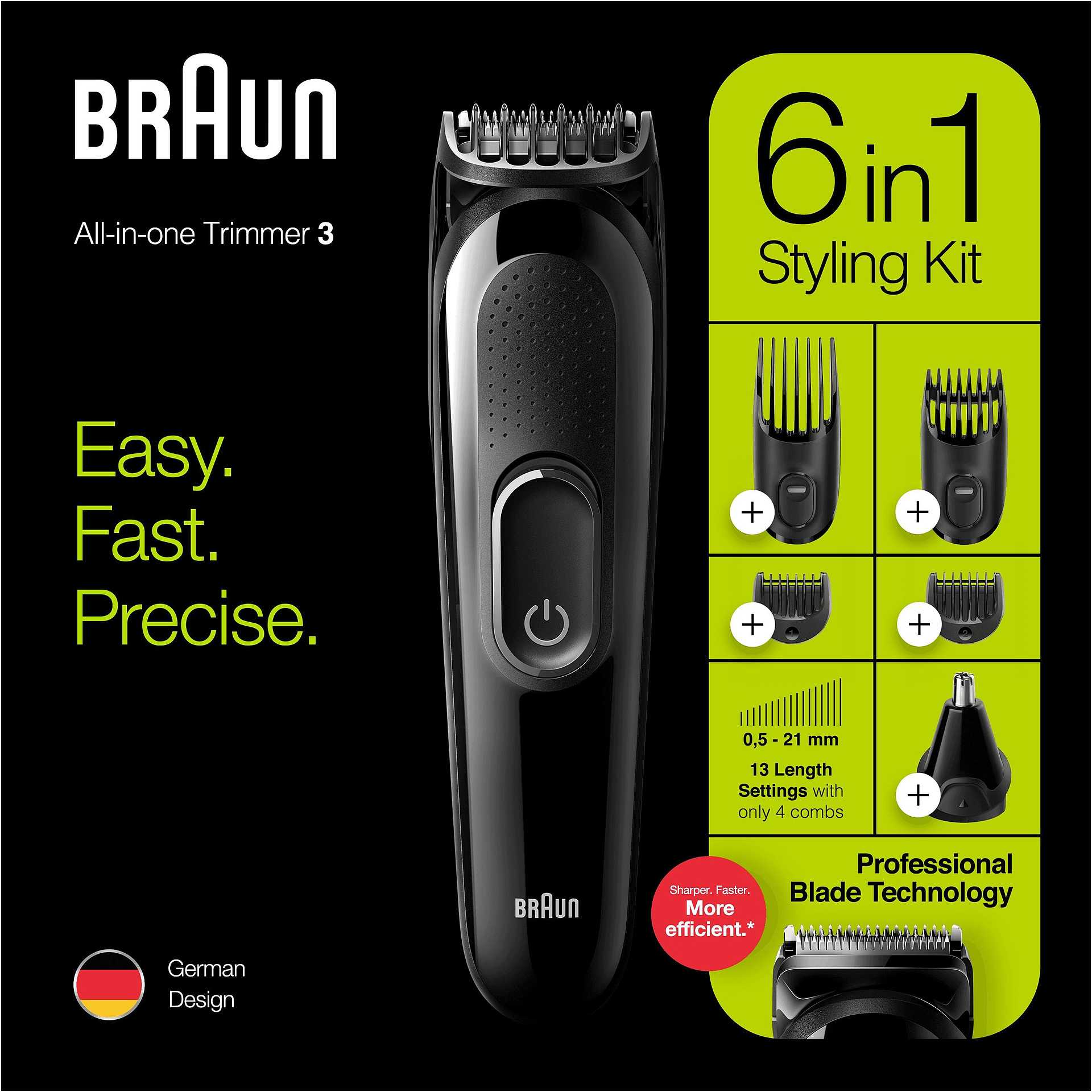 Braun MGK3220 Rifinitore multiuso 6 in 1 5 accessori colore nero - Cura  Corpo regola barba - ClickForShop