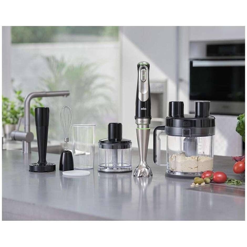 Braun MQ9187XLI Frullatore ad immersione + Accessori Potenza 1200 W Colore Nero, Acciaio inox