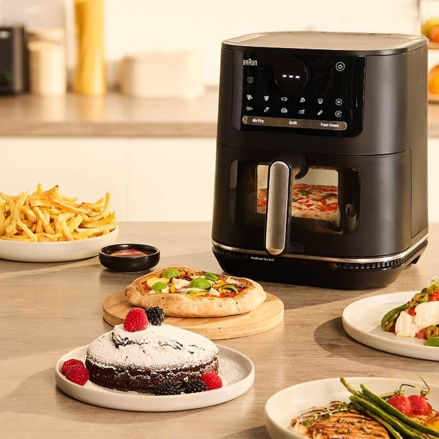 Braun MultiFry 5 HF5075 Friggitrice ad Aria 6 L 2000 W con Finestra Visiva e 20 Programmi Nero e Grigio