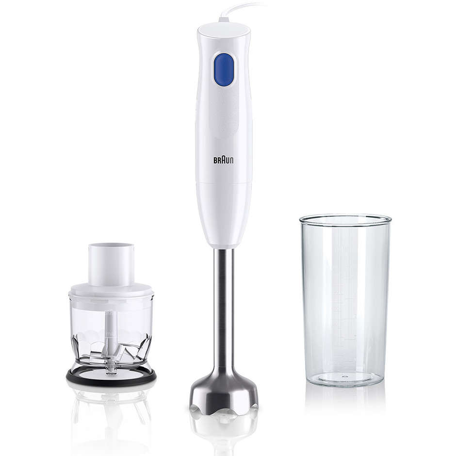 Braun MultiQuick 1 MQ10.201M Frullatore a Immersione 450 W con Tritatutto 350 ml e Bicchiere Bianco